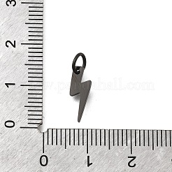 イオンプレーティング（IP）304ステンレスペンダント  手動研磨  ライトニング  ブラック  16x4.5mm&nbsp;STAS-CJC0003-12B