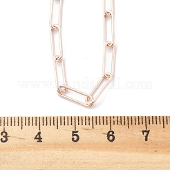 真鍮の丸い楕円形のペーパークリップチェーンネックレス作り  カニカン付き  ローズゴールド  18.3インチ（46.5cm）  リンク：12x3.5x0.8mm&nbsp;MAK-S072-04A-RG