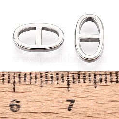 変色しない304ステンレススチールコネクタチャーム  オーバル  ステンレス鋼色  10x6.5x2mm  穴：2.5mm&nbsp;X-STAS-N097-168P