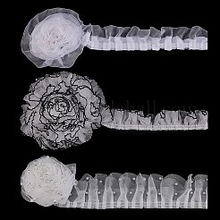 3スタイルのポリエステルプリーツサテンプリーツレースリボン  ジュエリー作り用のひも付き  ホワイト  39~65x6mm&nbsp;OCOR-PH0006-60