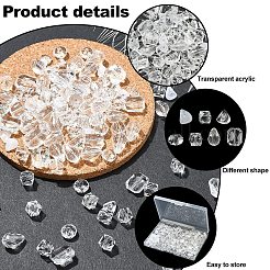 30個6スタイルアクリルビーズ  混合スタイル  混合図形  透明  5~10x6~12x4~8mm  穴：1~1.5mm  50個/スタイル&nbsp;TACR-YW0008-12