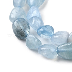 天然石アクアマリンビーズ連売り  ナゲット  6~8x6~8x3.5~7mm  穴：0.7mm  約45~48個/連  15.75''（40センチメートル）&nbsp;G-D0004-A02-04A