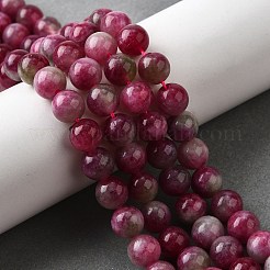 天然翡翠の模造スイカトルマリンビーズ連売り  ラウンド  染め  8mm  穴：1mm  約46~47個/連  14.56~14.96インチ（37~38cm）&nbsp;G-NH0006-A01-02-1