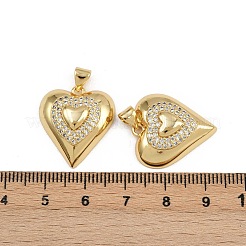 真鍮マイクロパヴェクリアキュービックジルコニアペンダント  ハート  16KGP本金メッキ  21.5x19.5x7mm  穴：3x4mm&nbsp;ZIRC-I367-13G-01