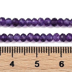天然石アメジストビーズ連売り  多面カット  ロンデル  3x2mm  穴：0.8mm  約146個/連  15.35インチ（39cm）&nbsp;G-F778-A04-01