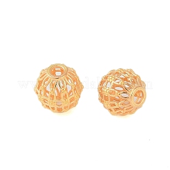 925スターリングシルバービーズ  中空  ラウンド  18KGP本金メッキ  7.5x6.5mm  穴：1.8mm&nbsp;STER-P060-24G