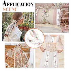 10ヤード刺繍ポリエステルレーストリム  縫製装飾工芸品  花  アンティークホワイト  3-3/8~3-3/4インチ（85~95mm）&nbsp;OCOR-GF0001-80A
