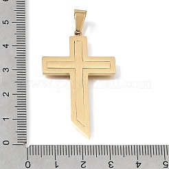 304ステンレスペンダント  クロスチャーム  イオンプレーティング（ip）  ゴールドカラー  43.5x28x2.5mm  穴：8x5mm&nbsp;SA-CBAC939-01G