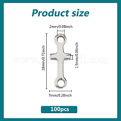 304ステンレススチールリンク/コネクター100個  横クロス  ステンレス鋼色  18x7x1.5mm  穴：2mm&nbsp;STAS-DC0016-57
