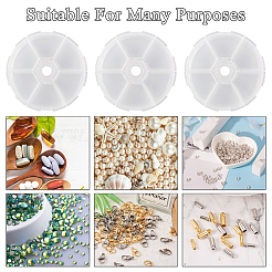 プラスチックビーズ容器4個  フリップトップビーズ収納  6コンパートメント  ラウンド  ホワイト  7.8x1.8cm  4個/袋&nbsp;CON-YS0001-04