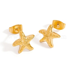 304ステンレススチールスタッドピアス  ゴールドカラー  ヒトデ  10x11mm&nbsp;LS-EJEW-C162-02B-G