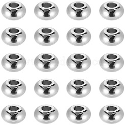 304ステンレススチールビーズ  フラットラウンド  ステンレス鋼色  4x2mm  穴：1mm  300pc&nbsp;STAS-BBC0009-89B