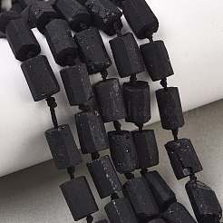 天然石ブラックトルマリンビーズ連売り  多面カット  コラム  7~10x7~10x10~15mm  穴：1mm  約26~31個/連  40cm&nbsp;G-F715-111