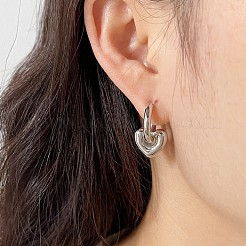 ハート 304 ステンレススチール フープ イヤリング  ステンレス鋼色  23x18mm&nbsp;FS-WGDB2C9-02