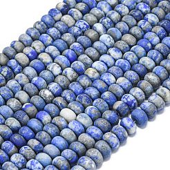 天然石ラピスラズリビーズ連売り  艶消し  ロンデル  8x5mm  穴：1.4mm  約73~75個/連  14.96~15.16インチ（38~38.5cm）&nbsp;G-P575-A46-8x5mm-01