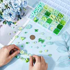 不透明透明アクリルビーズキット  混合図形  芝生の緑  6~23x6~29.5x5~15.5mm  穴：1.4~3mm  539個/セット&nbsp;MACR-SP0001-48A