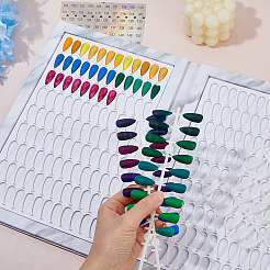 プラスチックと紙のネイルチップ  マニキュアカラーパレットディスプレイ  紙製レーザー丸数字粘着ステッカー3枚付き  ミックスカラー  31.5x21x1.5cm&nbsp;MRMJ-FH0001-68B
