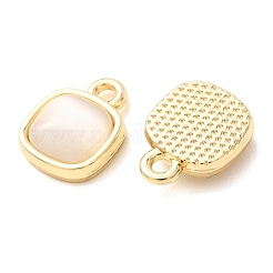 合金とガラスのペンダント  スクエアチャーム  ラックめっき  長持ちメッキ  ゴールドカラー  透明  14x10.5x4mm  穴：1.8mm&nbsp;AL-CBA7256-08G-01