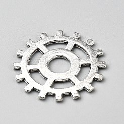 チベット風亜鉛合金ギアペンダント  アンティークシルバー  25x1mm  穴：5.5mm&nbsp;PALLOY-CJC0020-09AS