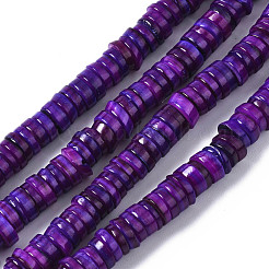 天然淡水シェルビーズ連売り  染め  フラットラウンド/ディスク  ヒシビーズ  ミックスカラー  5~6x1~2mm  穴：1mm  約205~215個/連  15.35インチ（39cm）&nbsp;SHEL-S278-025