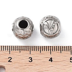 304ステンレススチールラインストーンヨーロピアンビーズ  丸い大きな穴ビーズ  18KGP本金メッキ  文字でのラウンド  V字  11x10mm  穴：4mm&nbsp;STAS-A092-10V-P
