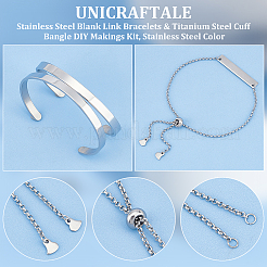 304ステンレススチールのブランクリンクブレスレットとステンレススチールのカフバングルDIY製作キット  ステンレス鋼色  25~35x6x1mm  穴：1.5mm&nbsp;DIY-UN0056-22