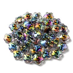 UVメッキレインボー虹色透明アクリルビーズ  ツートン  花  ブラック  17x17x9mm  穴：2.7mm&nbsp;OACR-C007-03C