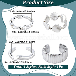 CCBプラスチックブレスレット＆バングルセット（女性用）1セット  プラチナ  内径：2.32インチ（5.9cm）  4個/セット&nbsp;BJEW-SP0001-37