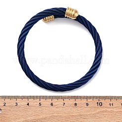 304ステンレススチールトルクバングル女性用男性用  ブルー  5/8インチ（1.65cm）  内径：2-1/4x2-1/4インチ（5.8x5.55cm）  ワイヤー：6mm&nbsp;BJEW-G584-18G-03