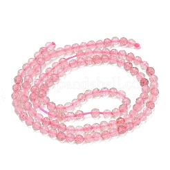 2連売り天然ストロベリークォーツビーズ連売り  ラウンド  多面カット  3~3.5mm  穴：0.5mm  約113個/連  15.35インチ（39cm）&nbsp;G-GO0001-64