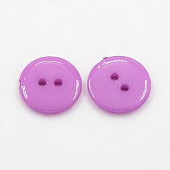 アクリル縫い付け用ボタン  衣装デザインのためのプラスチックボタン  2穴  染め  フラットラウンド  ミックスカラー  12x2mm  穴：1mm&nbsp;BUTT-E084-E-M