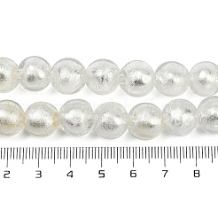 手作り銀箔ガラスベネチアンビーズ連売り  二層ビーズ  ラウンド  ホワイト  12x11mm  穴：1.4mm&nbsp;FOIL-F002-01F
