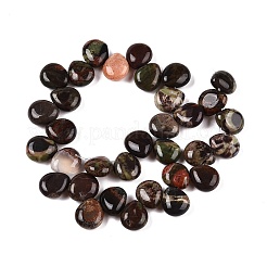 天然マルチカラー瑪瑙ビーズ連売り  ティアドロップ  トップ掘削  12~12.5x10~11x5~5.5mm  穴：1~1.2mm  約33個/連  8.86~10.2''（22.5~25.5センチメートル）&nbsp;G-T138-126