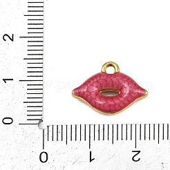 304ステンレスペンダント  エナメル  イオンプレーティング（ip）  ゴールドカラー  濃いピンク  12.5x16.5x4.5mm  穴：1.8mm&nbsp;STAS-D042-03B-01G