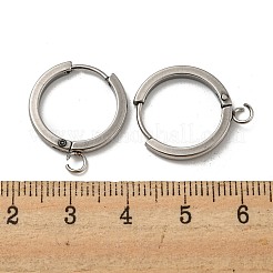 変色しにくい201ステンレススチール製ハギーフープピアス金具  垂直ループ付き  316サージカルステンレススチールイヤリングピン付き  リング  ステンレス鋼色  18x2mm  穴：2.7mm  ピン：1mm&nbsp;STAS-A167-01D-P