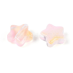 模造ヒスイのガラスビーズ  ツートン  スター  パールピンク  8x8x4mm  穴：0.9~1mm  約1950~2000個/袋&nbsp;GLAA-T025-30B