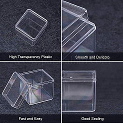 プラスチックビーズ収納ケース  キューブ  透明  4x4x4cm  18pc&nbsp;CON-BC0004-10