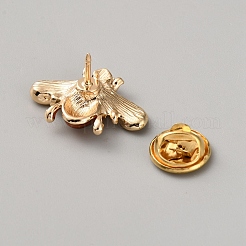 ミツバチのエナメルピン  バックパック服用の合金ラインストーンラペルピン  ゴールドカラー  17x23.5mm&nbsp;JEWB-WH20011-03-1