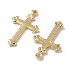 真鍮チャーム  長持ちメッキ  鉛フリー＆カドミウムフリー  クロスチャーム  ゴールドカラー  17.5x10x1mm  穴：0.8mm&nbsp;KK-Q019-13G