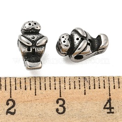 動物 304 ステンレス ビーズ  アンティークシルバー  10x6x6mm  穴：1.8mm&nbsp;STAS-E214-11AS-11