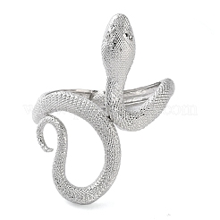女性用合金オープンバングル  ヘビ  プラチナ  3/8~3-1/2インチ（1~8.8cm）  内径：2-3/8x1-3/4インチ（6.05x4.55cm）&nbsp;BJEW-K253-01P