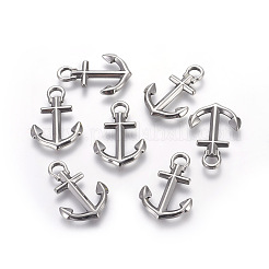 変色しにくい201ステンレススチールペンダント  アンカー  ステンレス鋼色  30x20x3mm  穴：4x4.5mm&nbsp;X-STAS-E451-14P