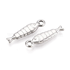 304ステンレススチール製の魚のペンダント  ステンレス鋼色  24x6x3mm  穴：2mm&nbsp;STAS-T069-08P