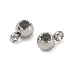 304ステンレス鋼チューブベイル  ゴム栓付き  ラウンド  ニッケルフリー  ステンレス鋼色  6x4x3mm  穴：1.4mmと1mm  内径：2mm&nbsp;LS-STAS-C148-06C-01P