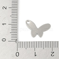 変色しない201ステンレススチールペンダント  バタフライチャーム  ステンレス鋼色  10x15x1mm  穴：1.4mm&nbsp;STAS-C108-52P