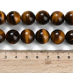 天然石タイガーアイビーズ連売り  スムーズなラウンド  グレード3 A  14mm  穴：1mm  約14個/連  7.48インチ（19cm）&nbsp;G-C293-A01-14mm