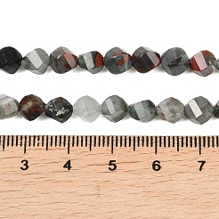 天然のアフリカブラッドストーンビーズ連売り  多面カット  ツイスト  6~6.5x5x5mm  穴：1mm  約58~61個/連  14.17''~14.69''（36~37.3センチメートル）&nbsp;G-P611-C31-01