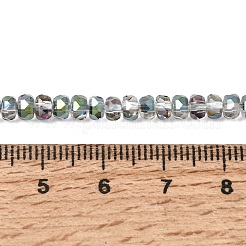 電気メッキガラスビーズセット  パール光沢メッキ  多面カット  ロンデル  ダークシーグリーン  2.4~3.2x4mm  穴：1mm  約147~152個/連  39~45cm&nbsp;GLAA-Q105-03Z
