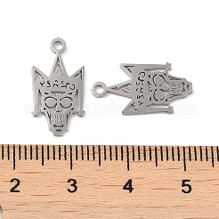 変色しない304ステンレススチールペンダント  レーザー切断  悪魔のスカルチャーム  ステンレス鋼色  18x9.5x1mm  穴：1.5mm&nbsp;STAS-J042-33P
