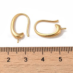 ラックメッキ真鍮製ピアスフック  片穴ビーズ用イヤーワイヤー  ニッケルフリー  長持ちメッキ  18KGP本金メッキ  20ゲージ  19x3mm  ピン：0.8mm&nbsp;KK-G480-09G